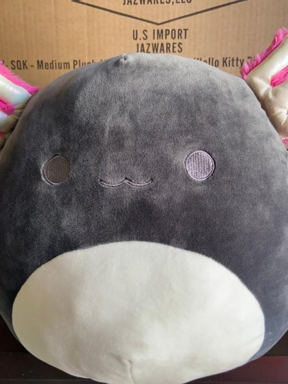 Squishmallow Kellytoy Plush JAELYN Black w/ Pink Ears Axolotl 12" No Tag NEW